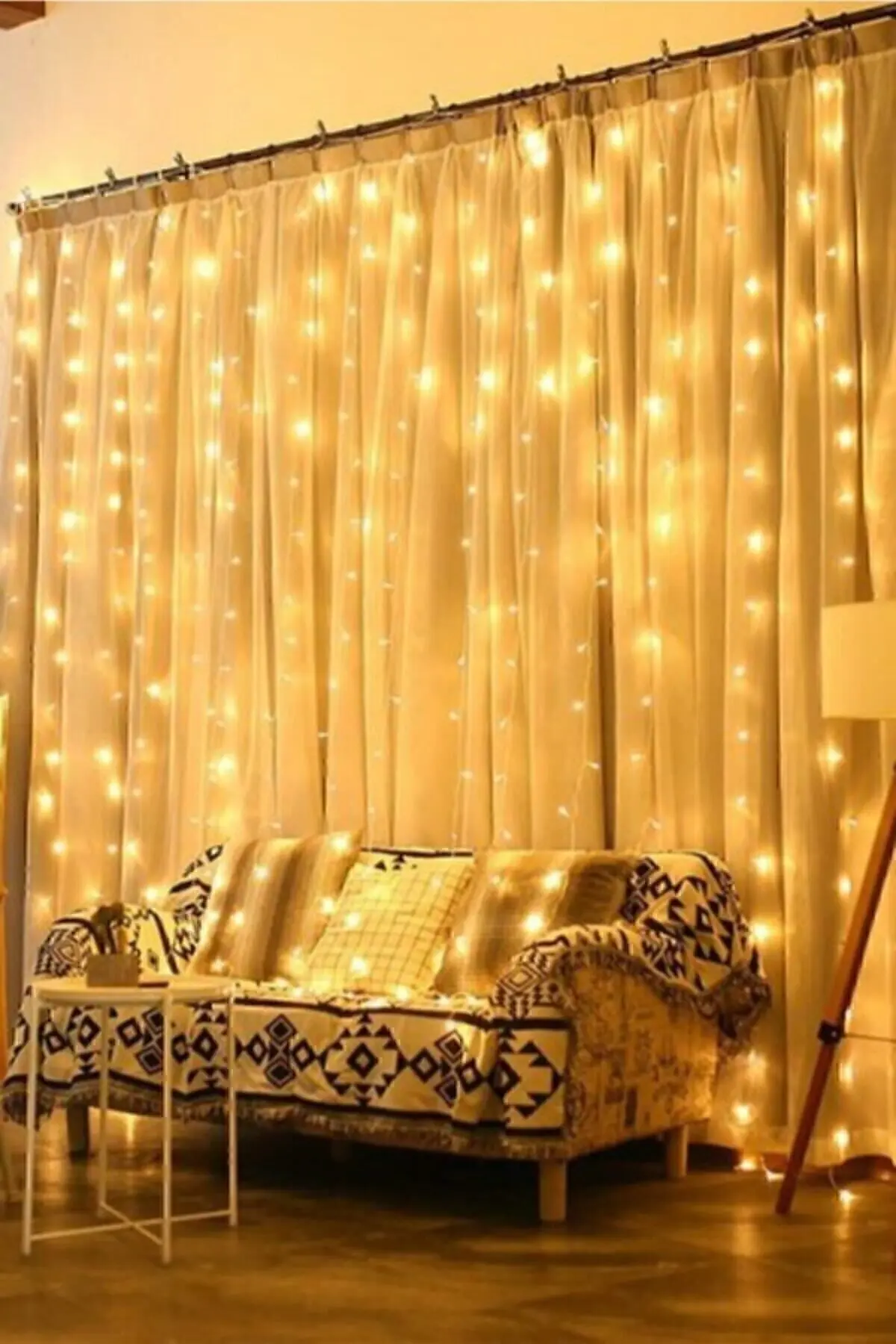 Perde Süsleme Ledi Peri Led 3m X 3m (300cm X 300 Cm) 300 Adet Led Işıklandırma Sarı (günışığı)