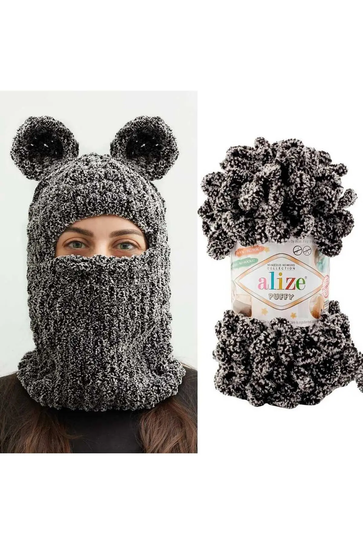 Puffy El Örgü Ipliği 5'li Paket - 428 Orta Gri - 100 Gr. 9 Mt. Parmak Örgü Ipi