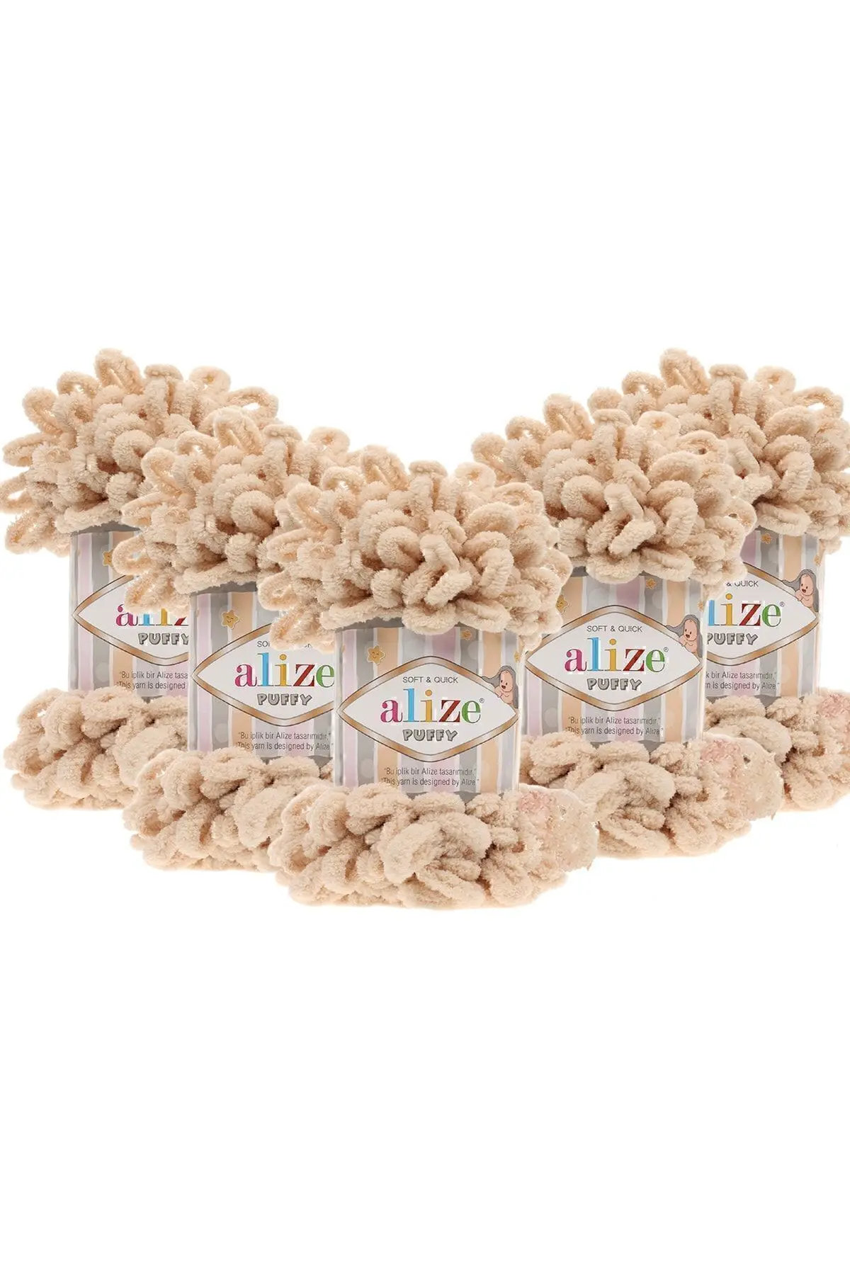Alize El Örgü Ipliği 5'li Paket - 310 Bal Köpüğü - 100 Gr. 9 Mt. Parmak Örgü Ipi