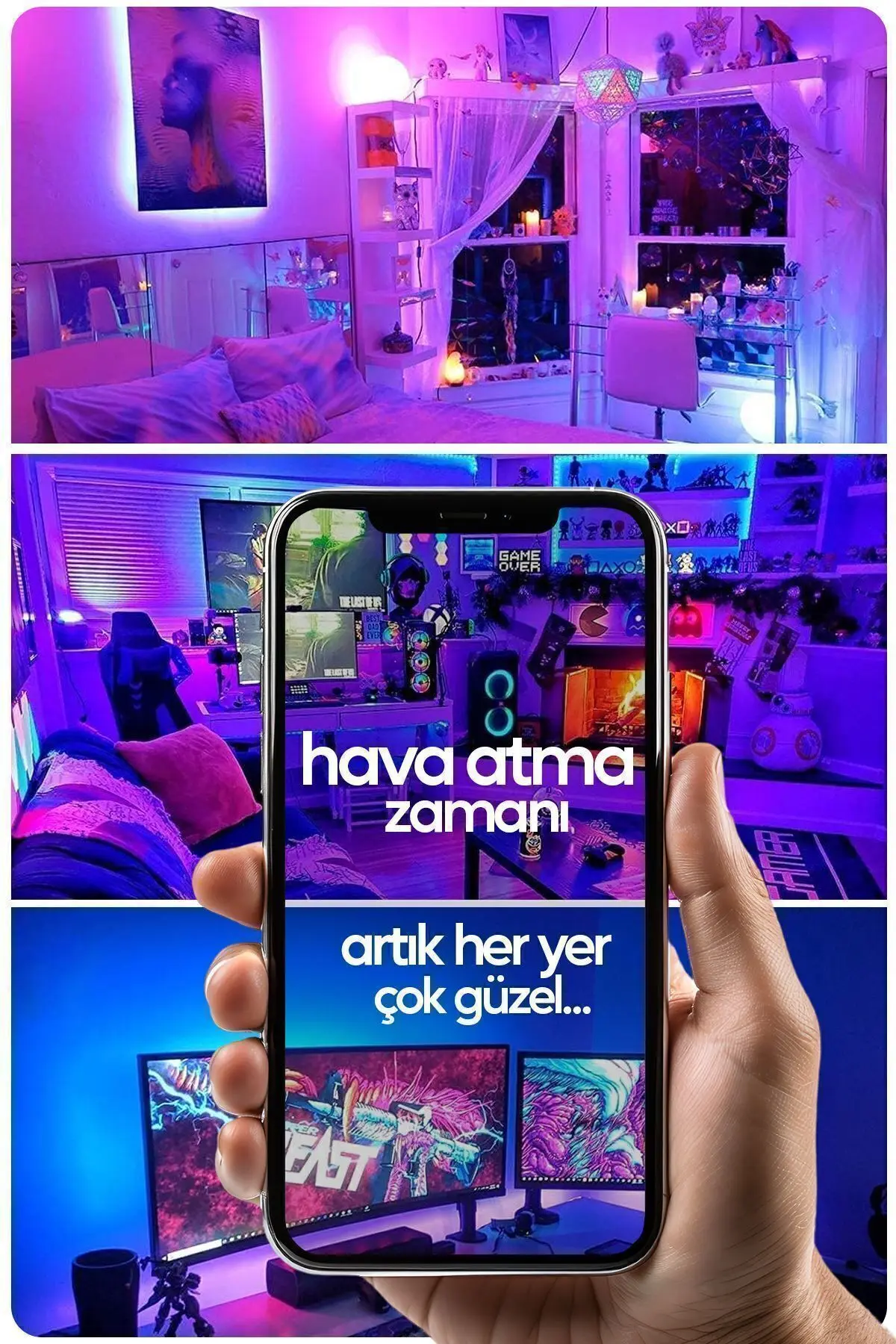 Tv Arkası 10 Metre Bluetooth Telefon Kontrollü Smart Şerit Led Sese Duyarlı Kumandalı Led Işık