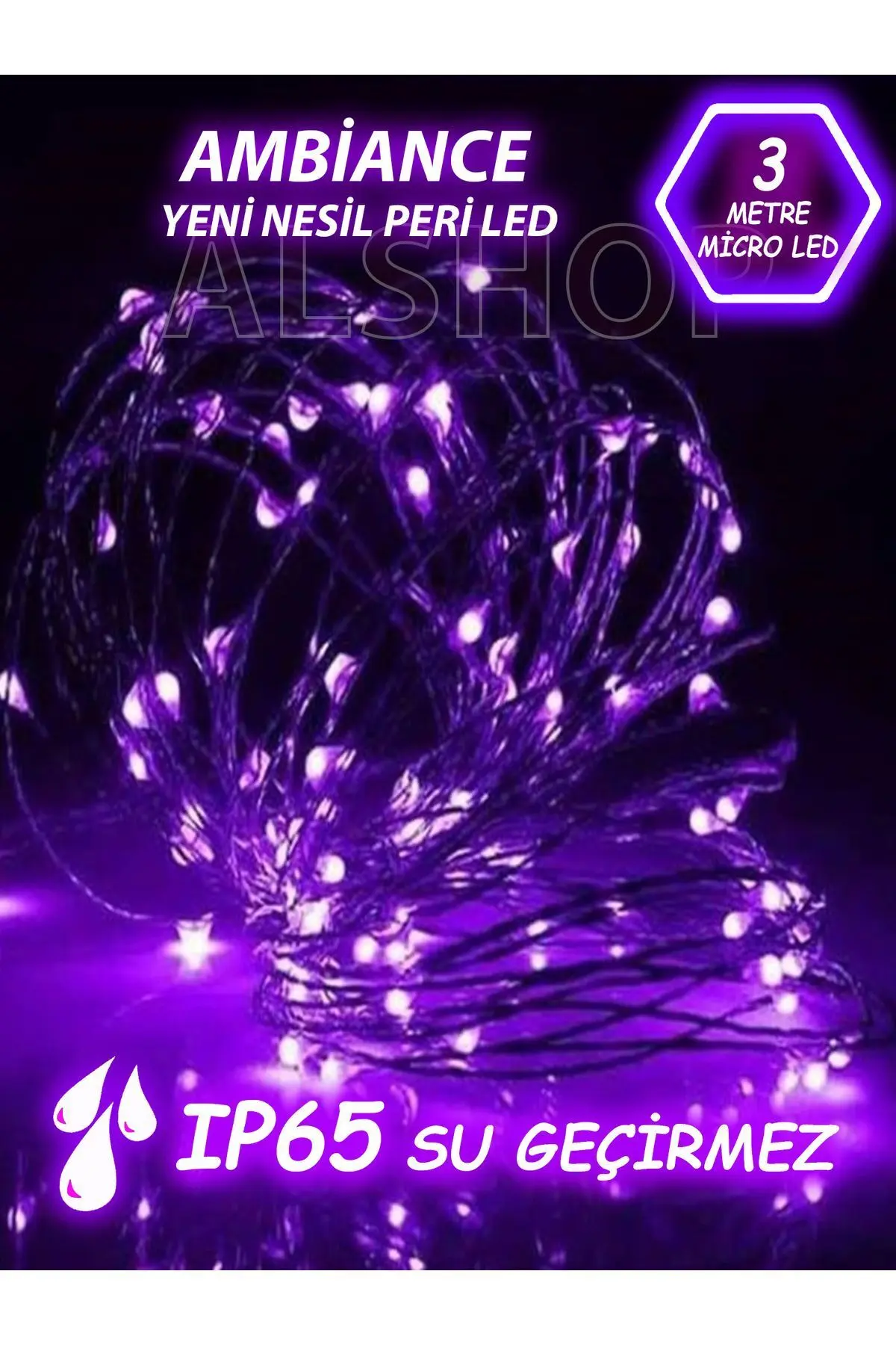 ALSHOP Yeni Nesil 3 Metre 30 Ledli Mor Peri Led Işık