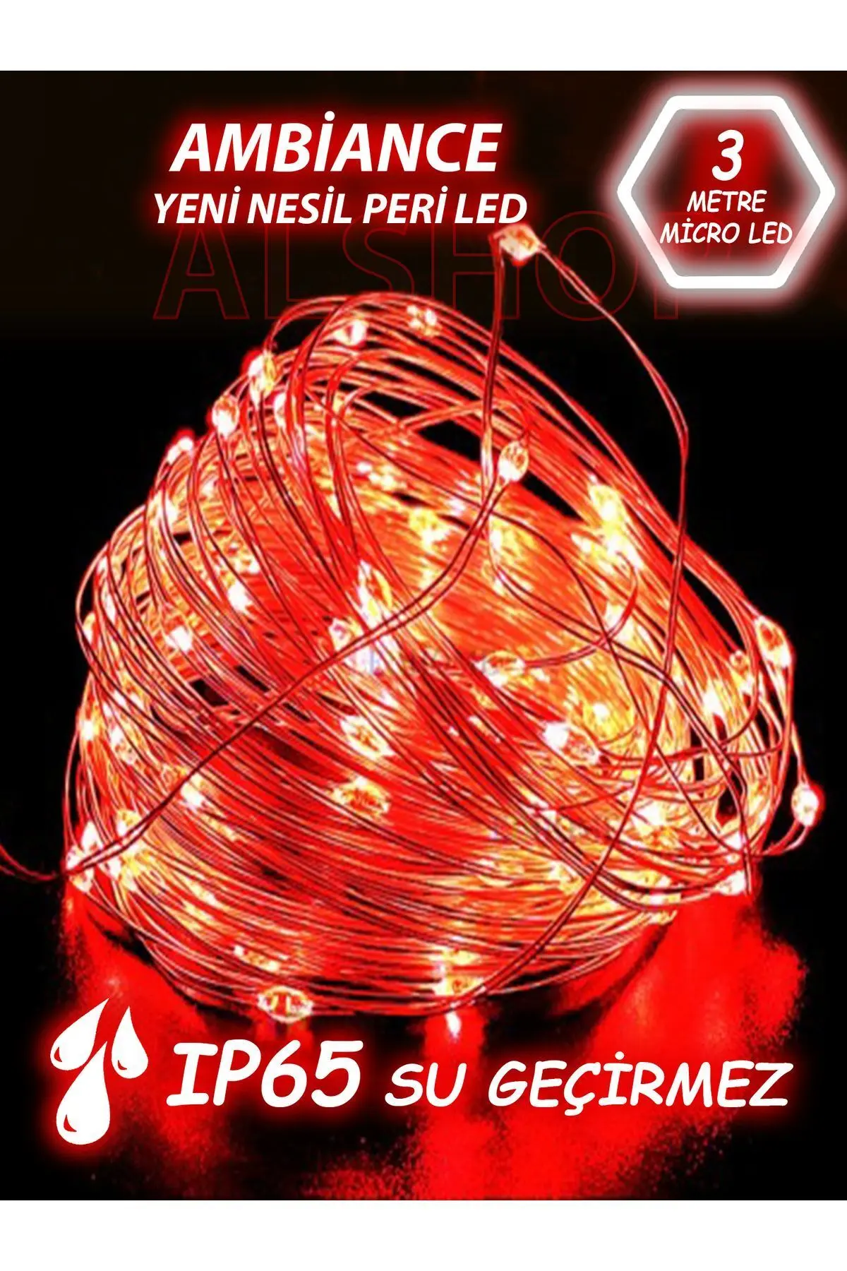 ALSHOP Yeni Nesil 3 Metre 30 Ledli Kırmızı Peri Led Işık