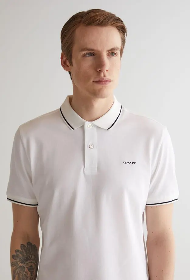 GANT Erkek Beyaz Regular Fit Polo