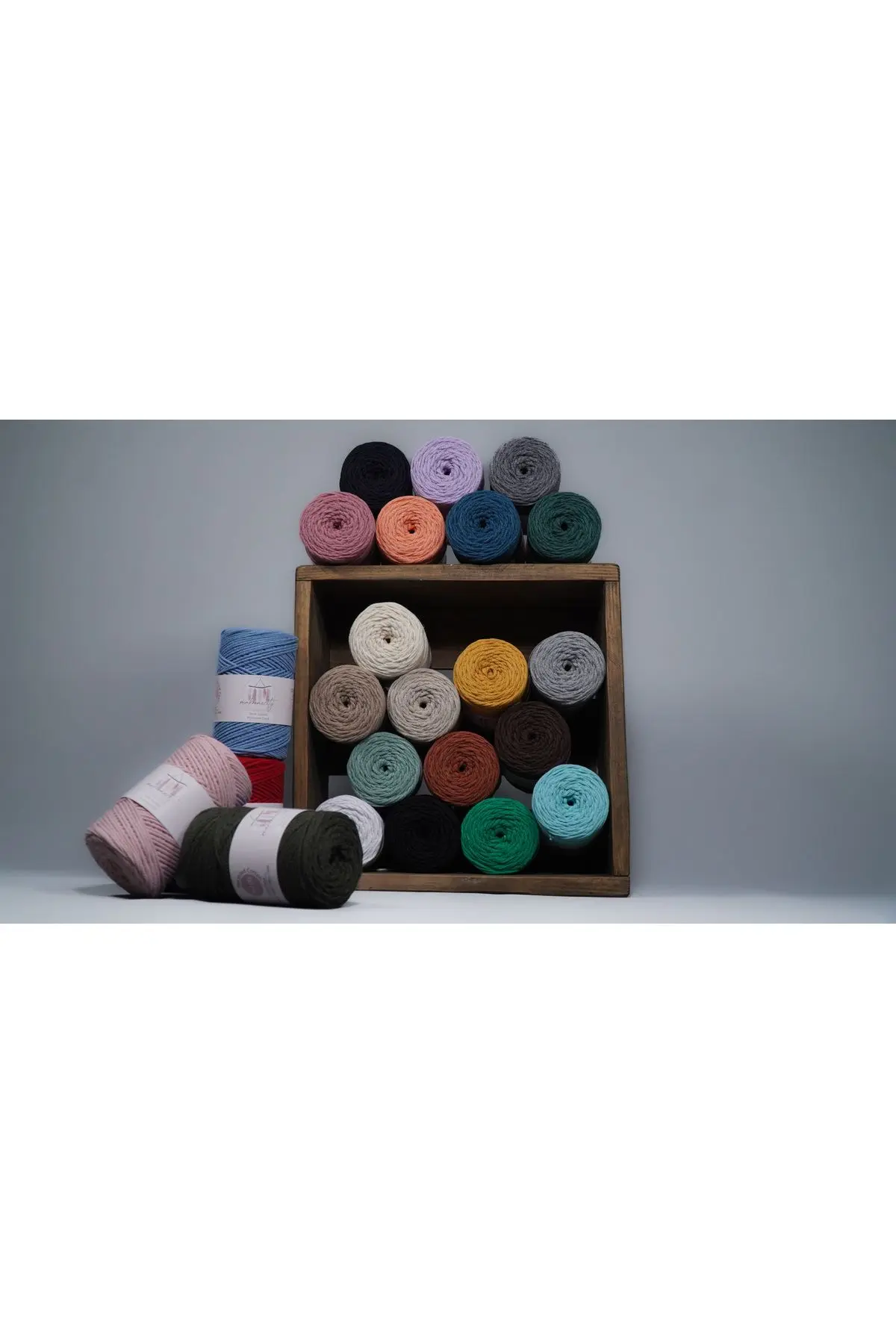 Premium Koton Pamuk Makrome İpi Gri 250 gr 185 metre 2mm Cotton Zincir Makrome Çanta İpi Supla İpi