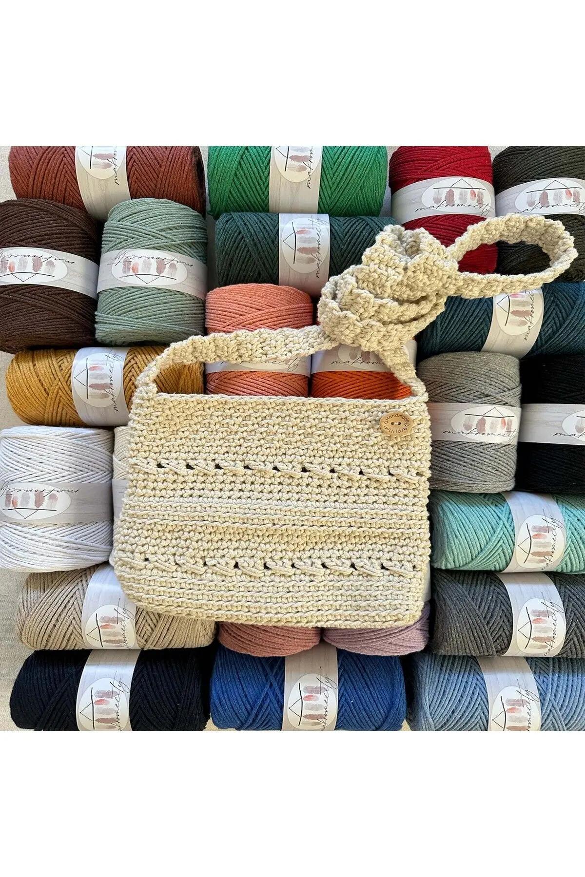 Premium Koton Pamuk Makrome İpi Bebe Mavi 250 gr 185 metre 2mm Cotton Makrome Çanta İpi Supla İpi