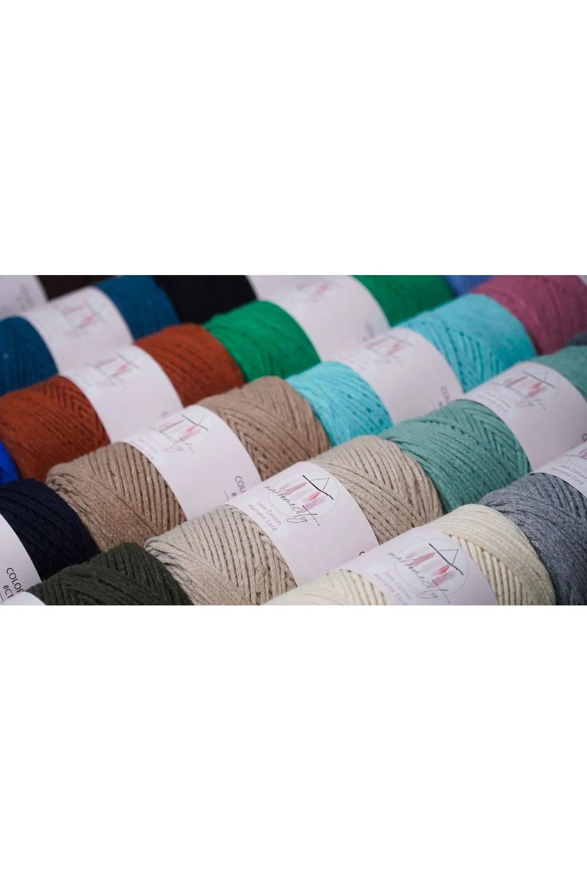 Premium Koton Pamuk Makrome Ipi Çağla Yeşil 250 gr 185 Metre 2mm Cotton Makrome Çanta Ipi Supla Ipi