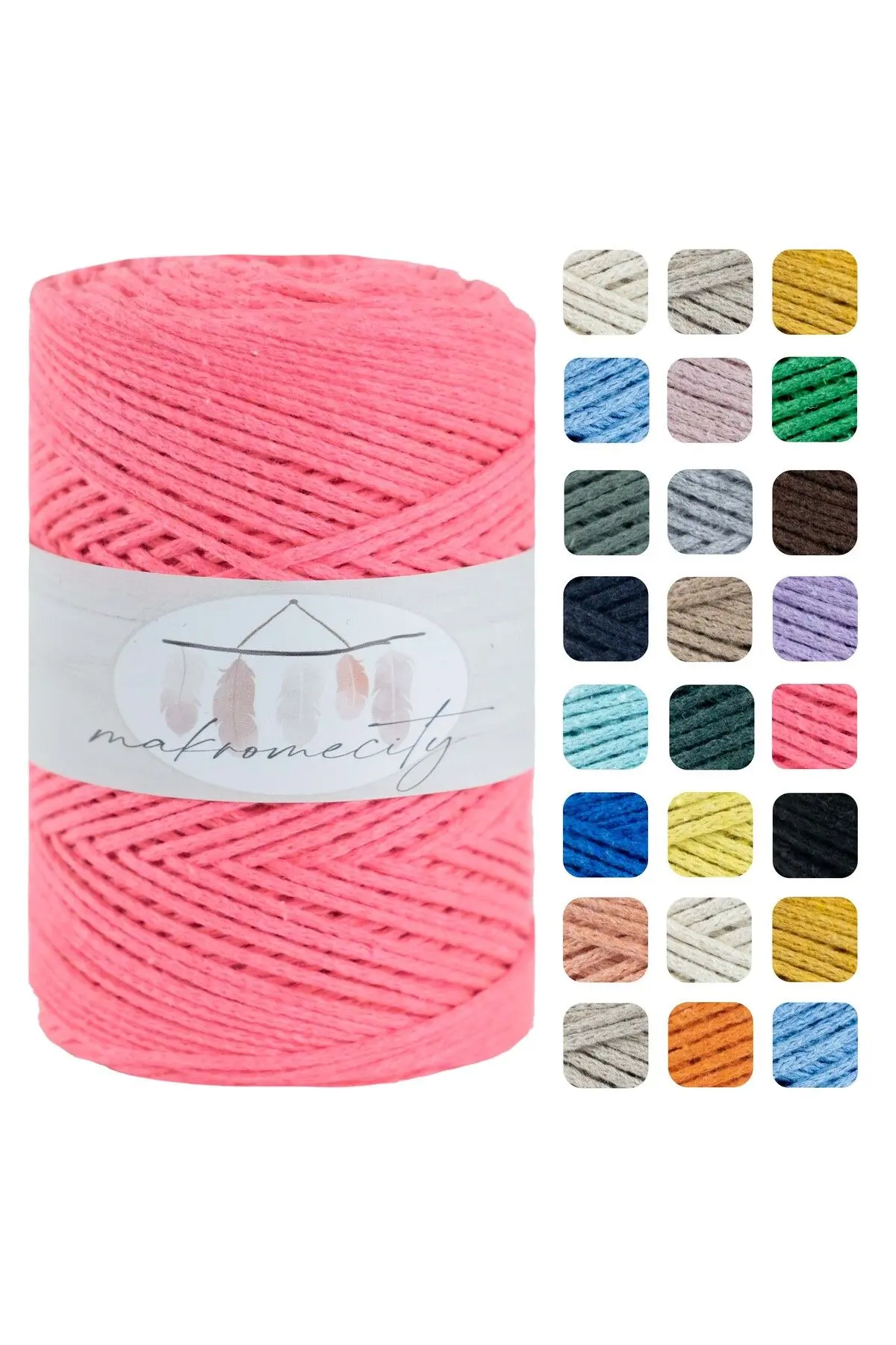 Premium Koton Pamuk Makrome İpi Bordo 250 gr 185 metre 2mm Cotton Zincir Makrome Çanta İpi Supla İpi