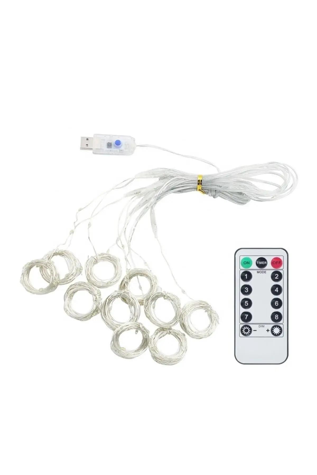 Dekoratif Aydınlatma Led Işıklı Perdesi 300 Led Bakır Tel Perde Dize Işıkları 8 Mod Uzaktan Kumanda