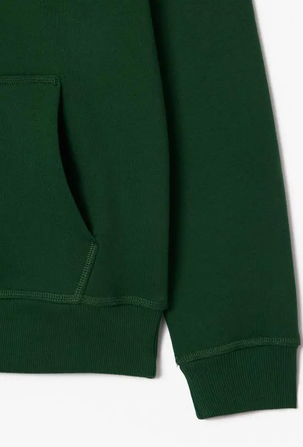 Lacoste Unisex Relaxed Fit Kapüşonlu Baskılı Yeşil Sweatshirt