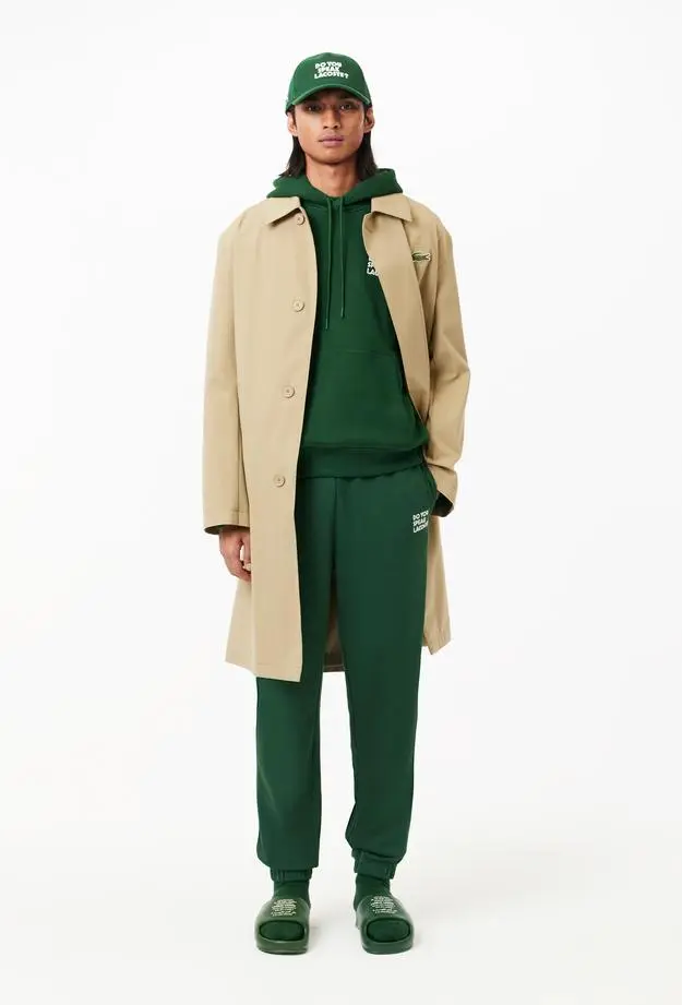 Lacoste Unisex Relaxed Fit Kapüşonlu Baskılı Yeşil Sweatshirt