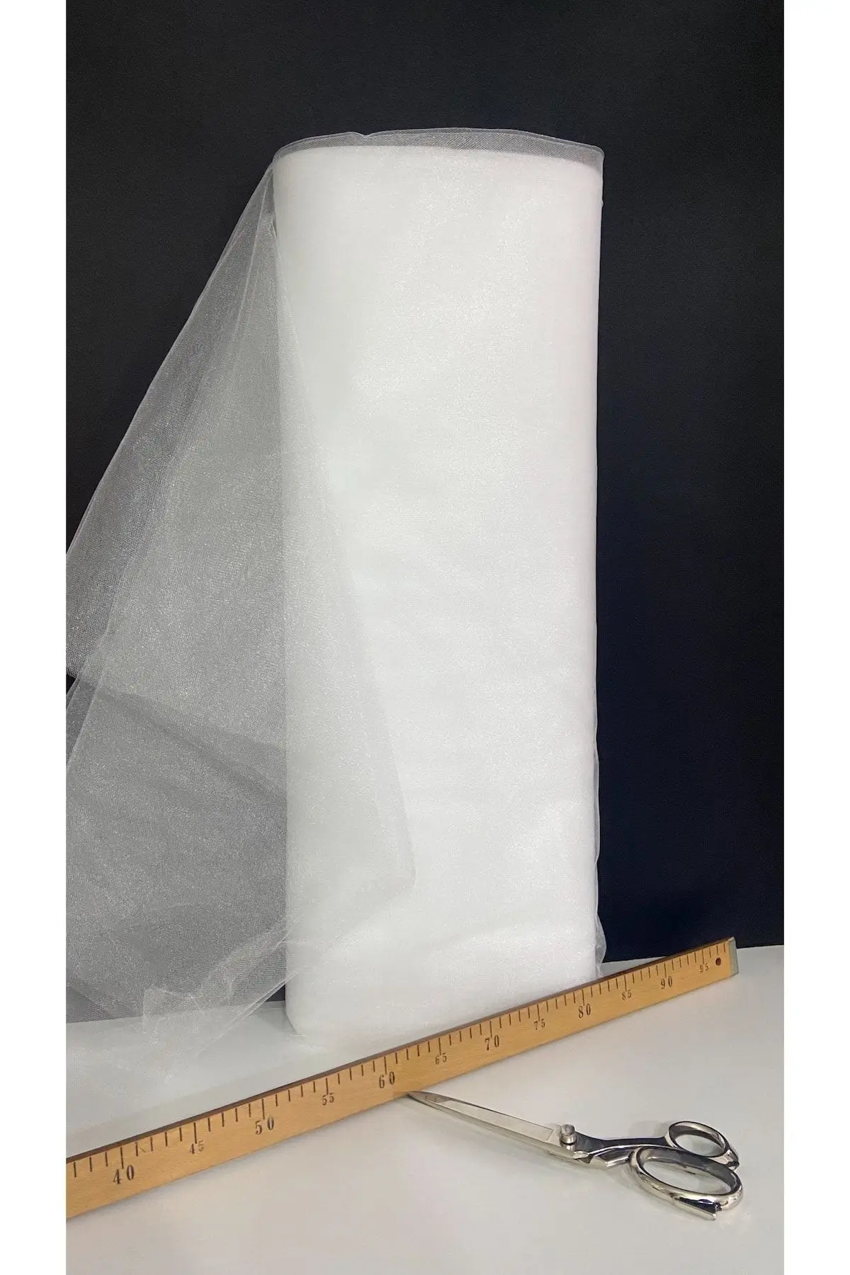 Beyaz Süsleme Tülü, Bohça Çeyiz Gelin Damat Söz Nişan Nikah Konvoy Kapı Valiz Hediye Süsü, 100x300cm
