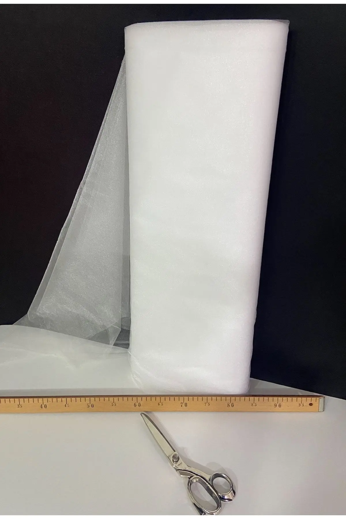 Beyaz Süsleme Tülü, Bohça Çeyiz Gelin Damat Söz Nişan Nikah Konvoy Kapı Valiz Hediye Süsü, 100x300cm