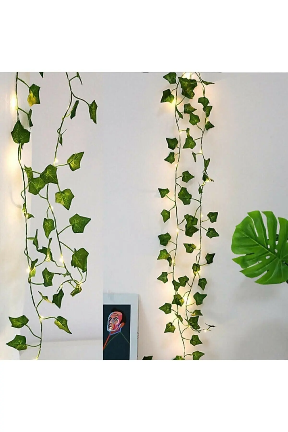 Dekoratif Yeşil Yapraklı Yapay Sarmaşık Ve Peri Led Gün Işığı Renk