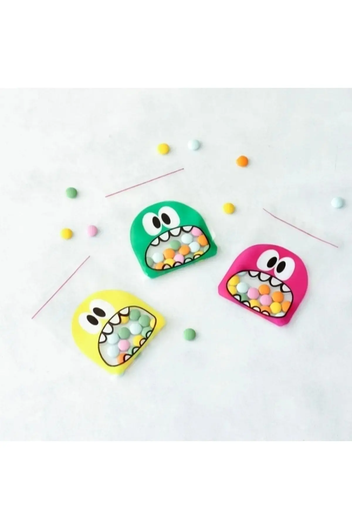 100 Adet Karşık Canavar Desenli Cake Pops Ve Kurabiye Poşeti 10x15 Cm Kendinden Yapışkanlı