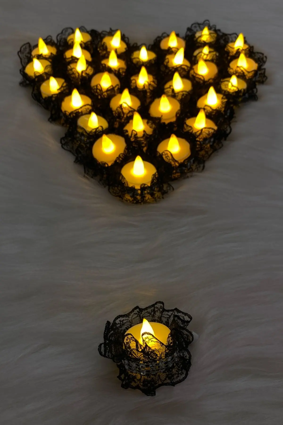 Siyah Ledli Kına Mumu, Nedime El Mumu, Fisto Dantel Detaylı 12 Adet