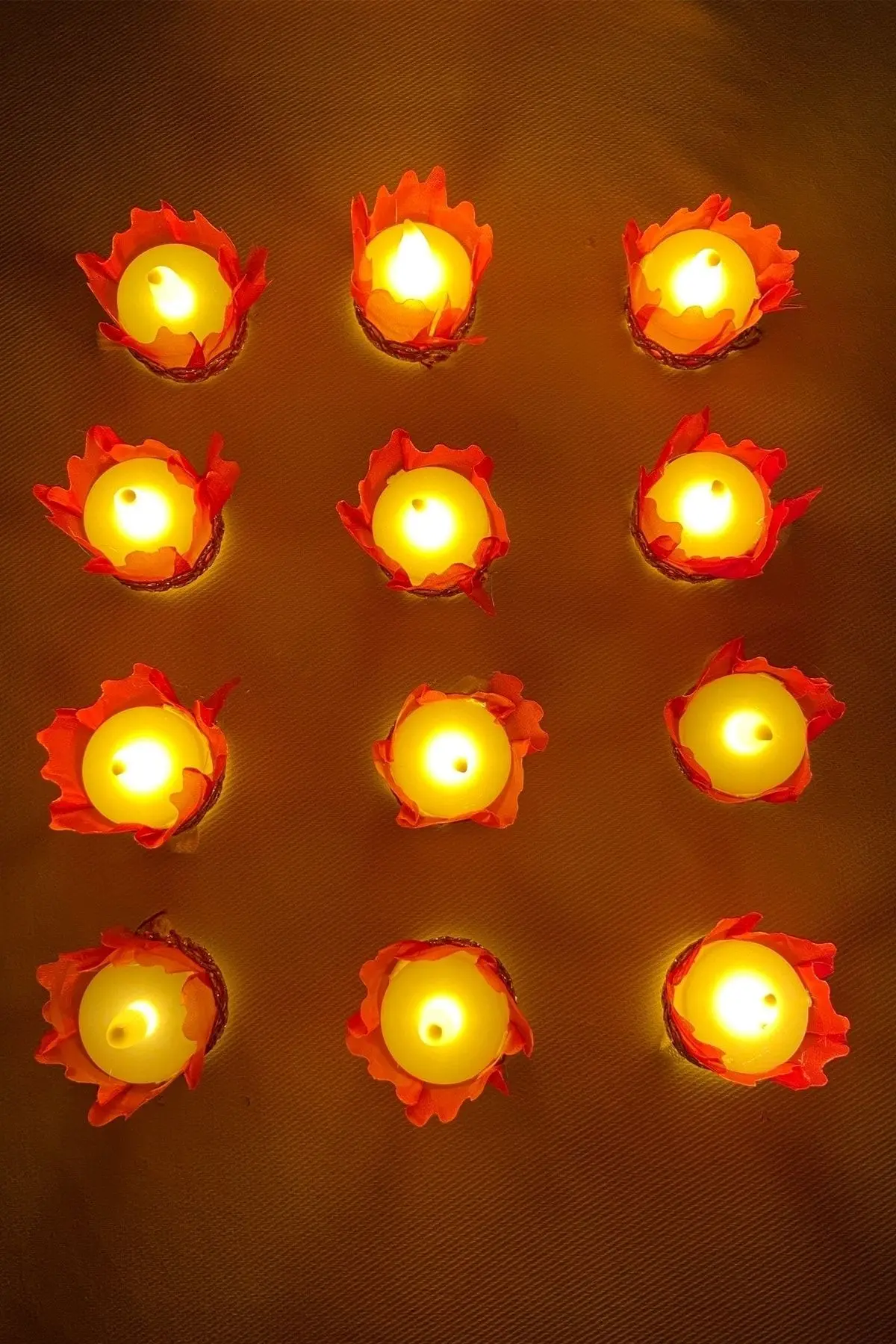 Kırmızı Ledli Kına Nedime El Mumu 12 Adet