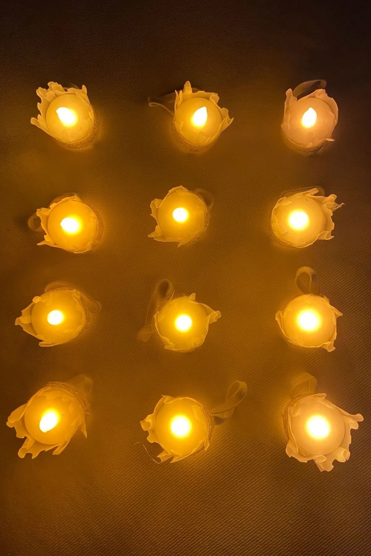 Beyaz Ledli Kına Nedime El Mumu 12 Adet