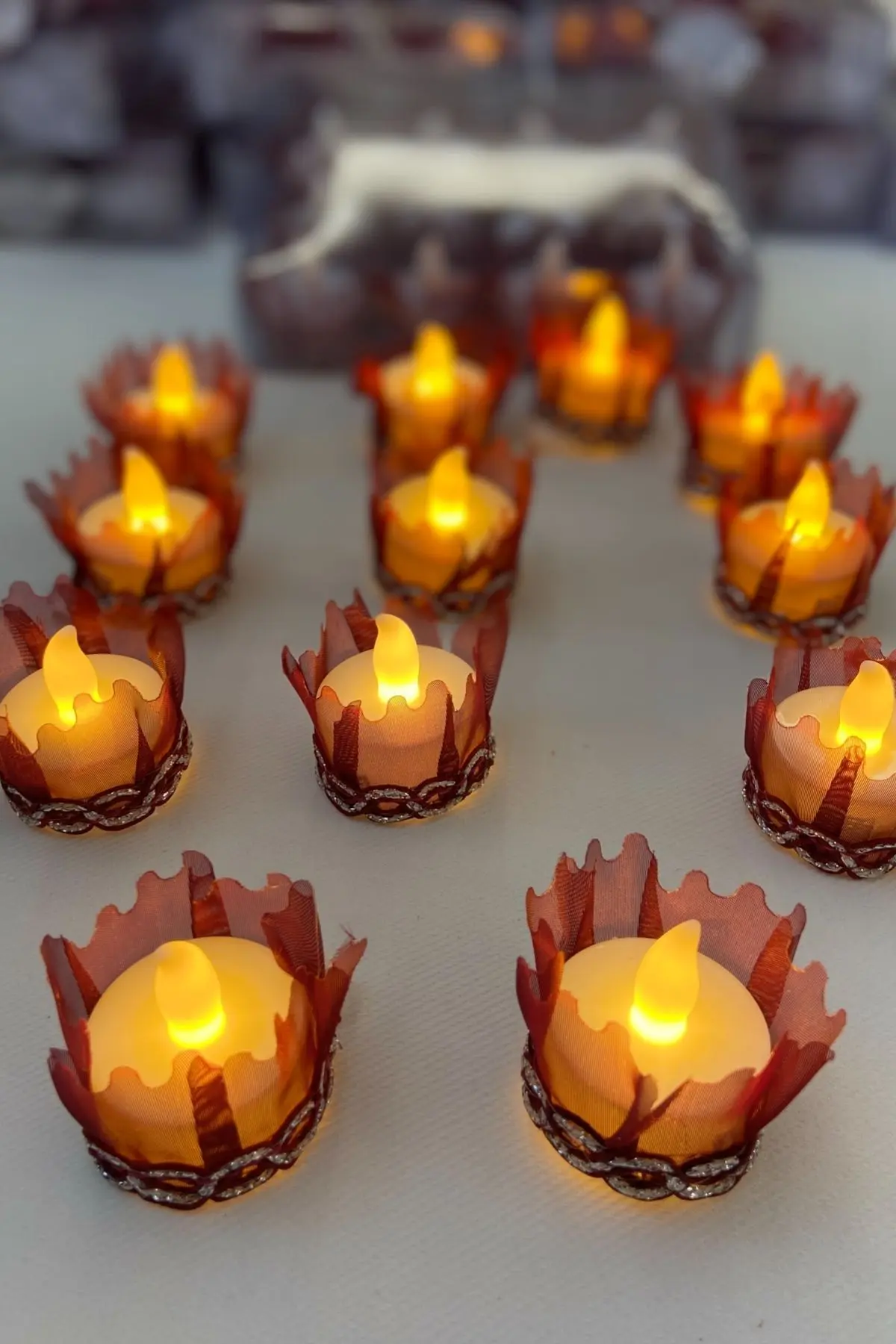 Bordo Ledli Kına Nedime El Mumu 12 Adet