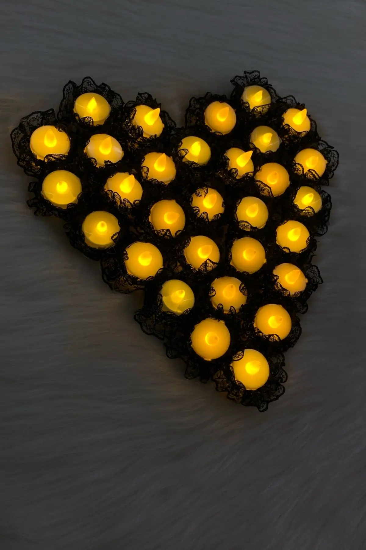 Siyah Ledli Kına Mumu, Nedime El Mumu, Fisto Dantel Detaylı 12 Adet