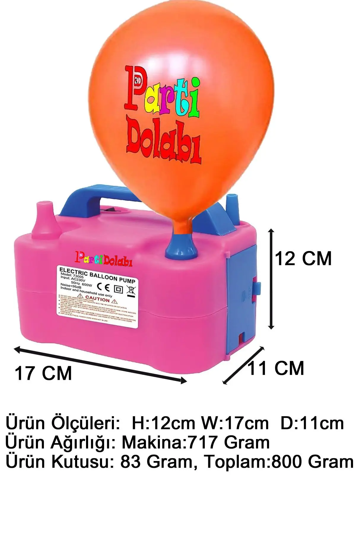 Çift Çıkışlı Balon Şişirme Makinası, Elektrikli Balon Pompası 73005 Pembe Mavi
