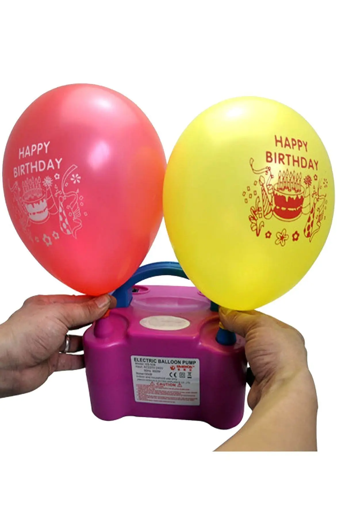 Çift Çıkışlı Balon Şişirme Makinası, Elektrikli Balon Pompası 73005 Pembe Mavi