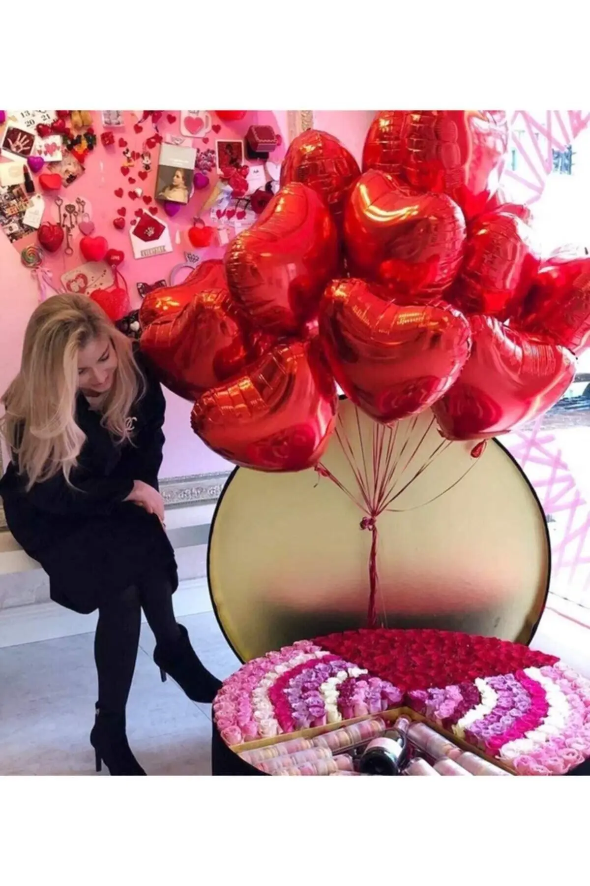 Folyo Kalpli Uçan Kalp Balon 5 Adet 45 Cm Kırmızı Romantik Evlilik Teklifi