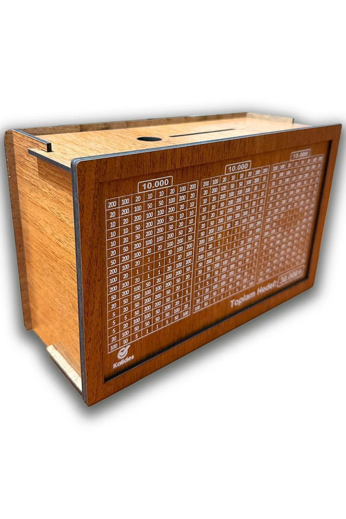 Parabox - 30.000tl Kumbara (Kalem Hediyeli) , Ahşap Para Biriktirme Hedef Kutusu
