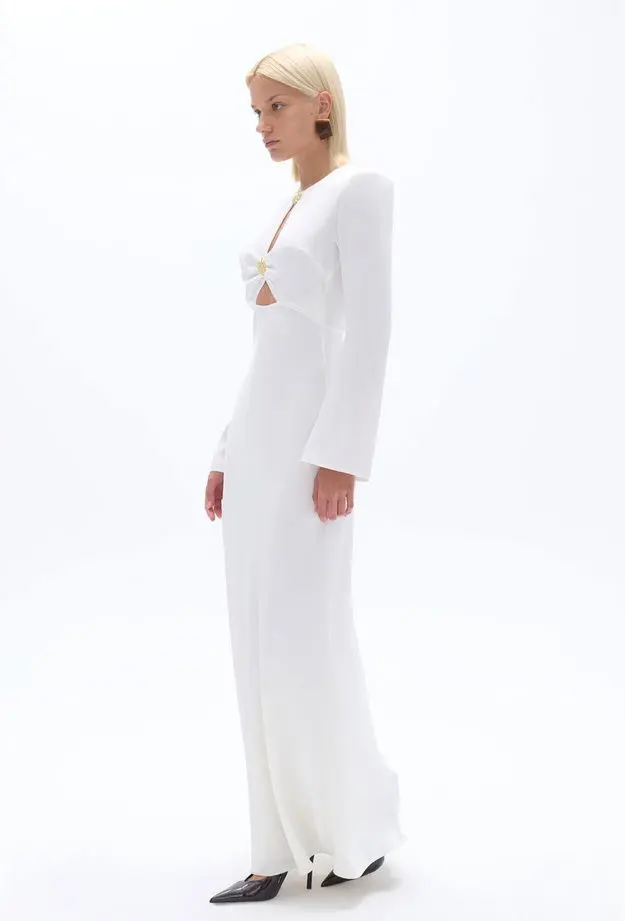 Pencere Detaylı Maxi Elbise