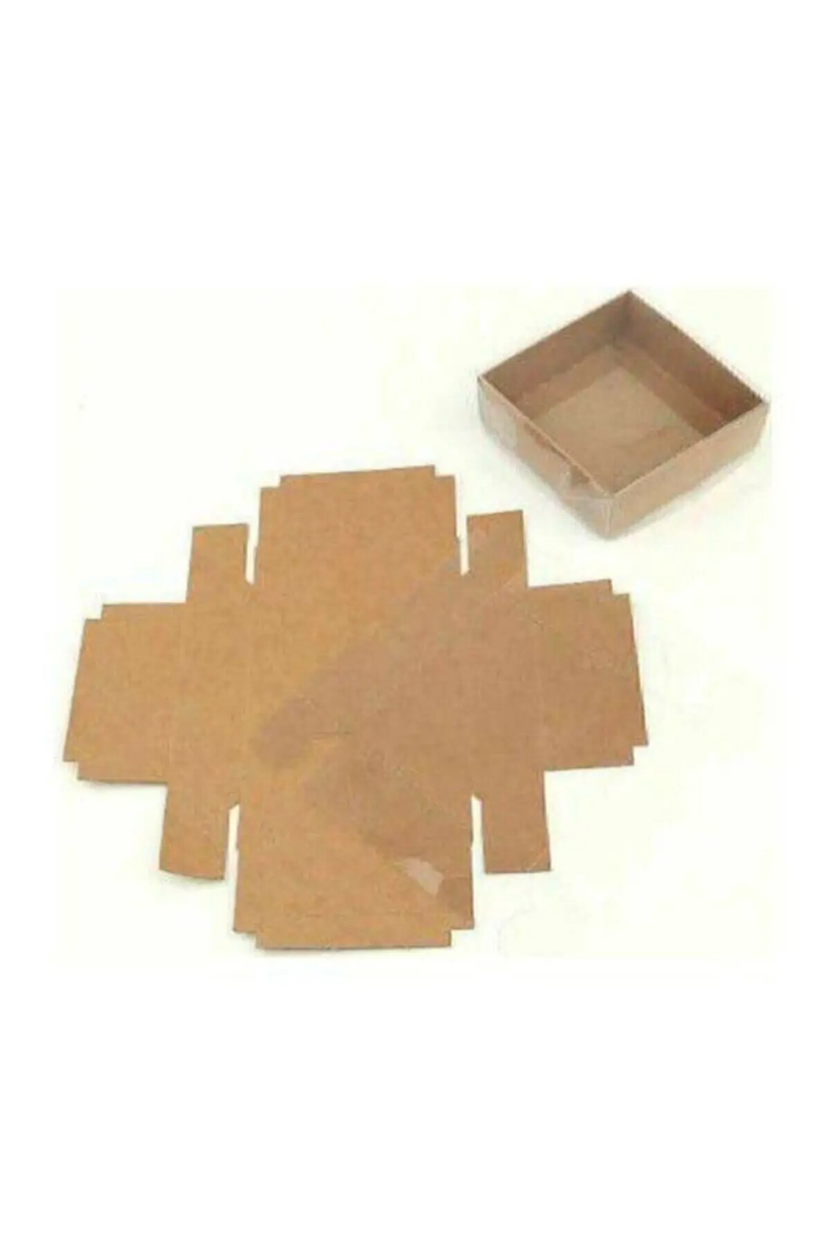 8x8x3 Cm Kraft Asetat Kapaklı Kutu (100 ADET) Düğün Nişan Kına Hediyelik Kutu