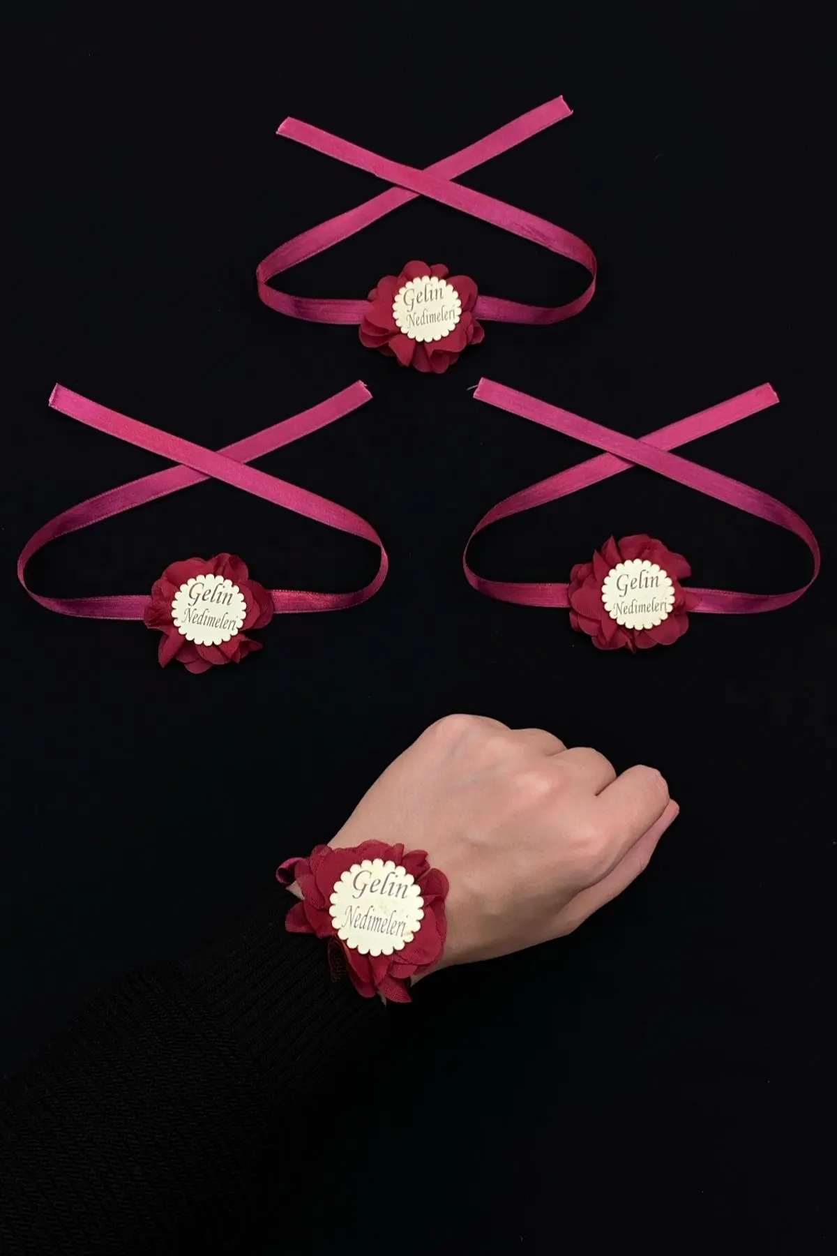 Bordo Nedime Kol Kurdele ve Bileklik, Kına Gecesi Bride Bekarlığa Veda Partisi 1 Adet