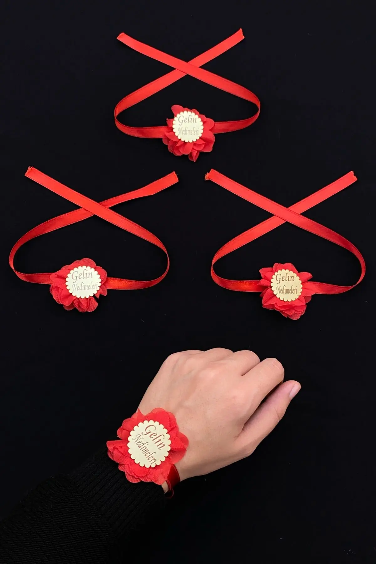 Kırmızı Nedime Kol Kurdele ve Bileklik, Kına Gecesi Bride Bekarlığa Veda Partisi 1 Adet