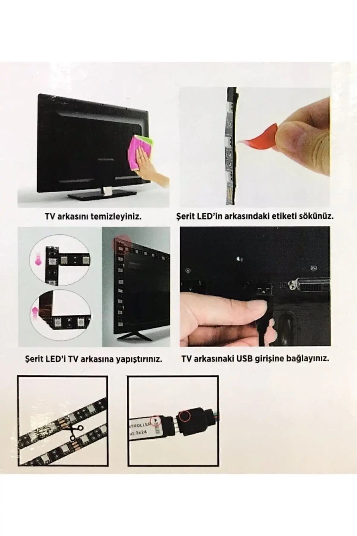 Tv Arkası Usb Rgb Şerit Led Ct-4566 Kumanda İle Kontrol
