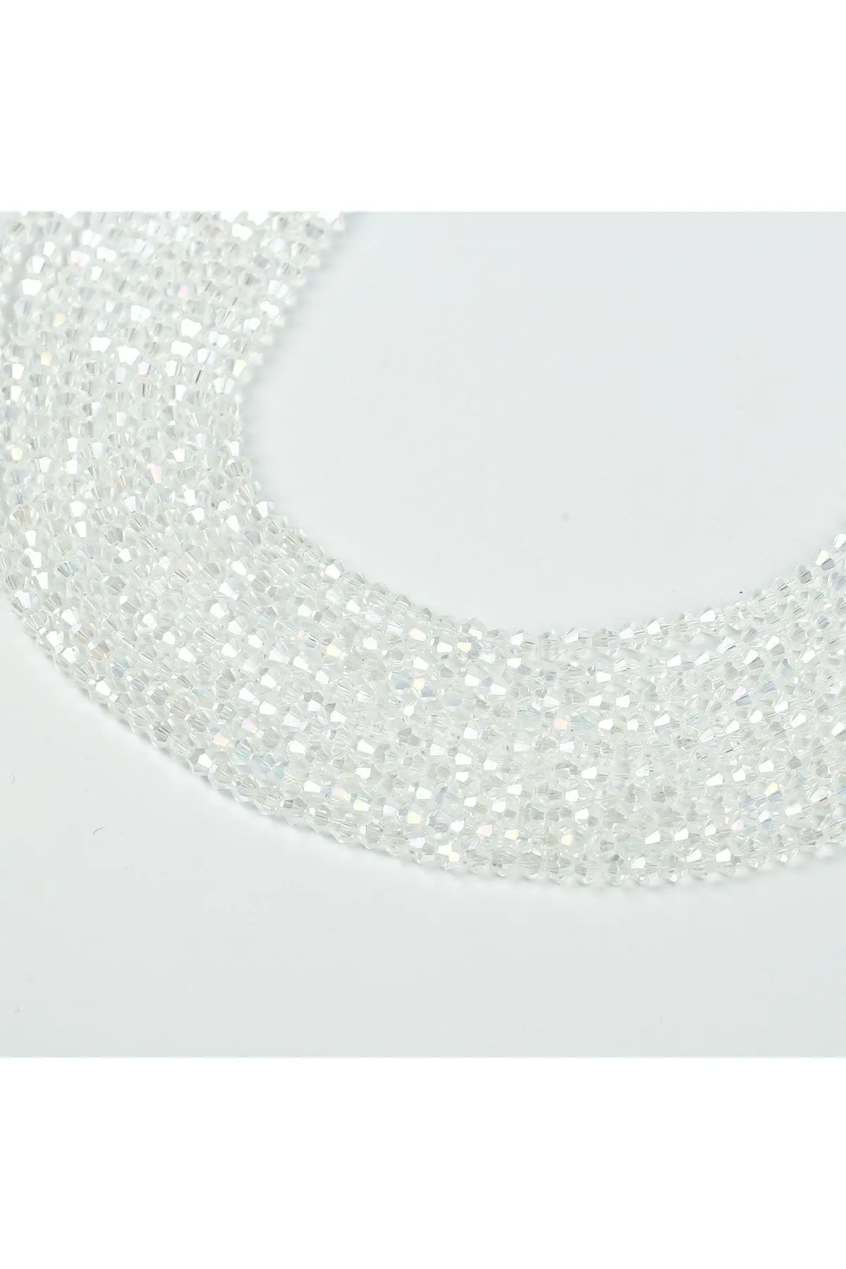 1 DİZİ (40 cm- 90-95 Adet)- 4 mm PİRAMİT KRİSTAL CAM BONCUK, ŞEFFAF AZ JANJAN BONCUK DİZİSİ