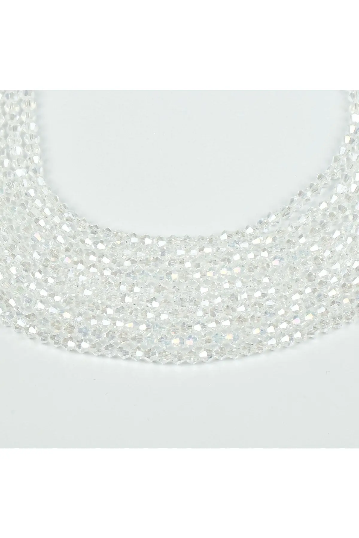 1 DİZİ (40 cm- 90-95 Adet)- 4 mm PİRAMİT KRİSTAL CAM BONCUK, ŞEFFAF AZ JANJAN BONCUK DİZİSİ