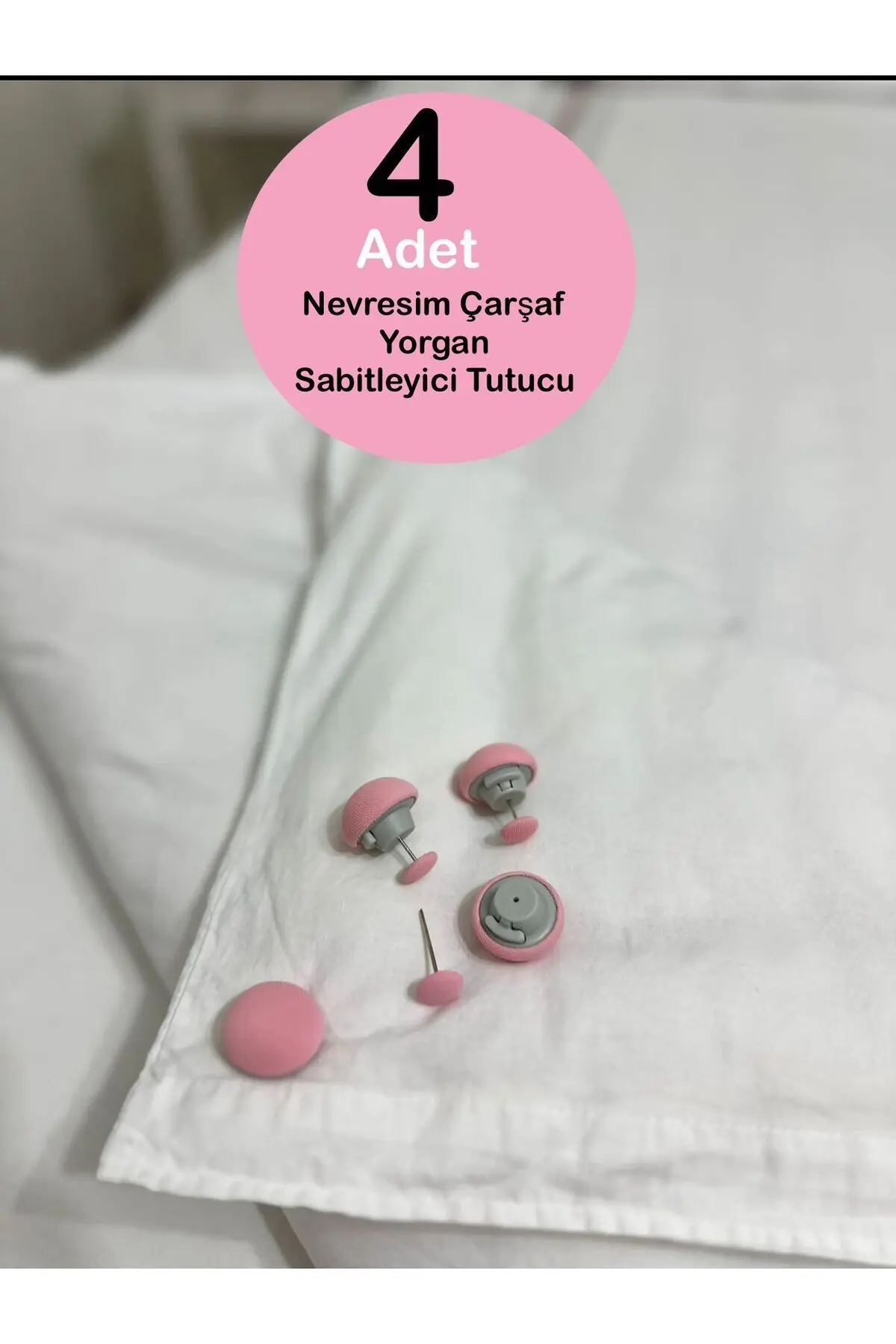 MİMOZA PARK 4 Adet Pembe Yorgan Kılıfı Ve Çarşaf Tutucu Sabitleyici Yastık Nevresim Sabitleyici Düzenleyici
