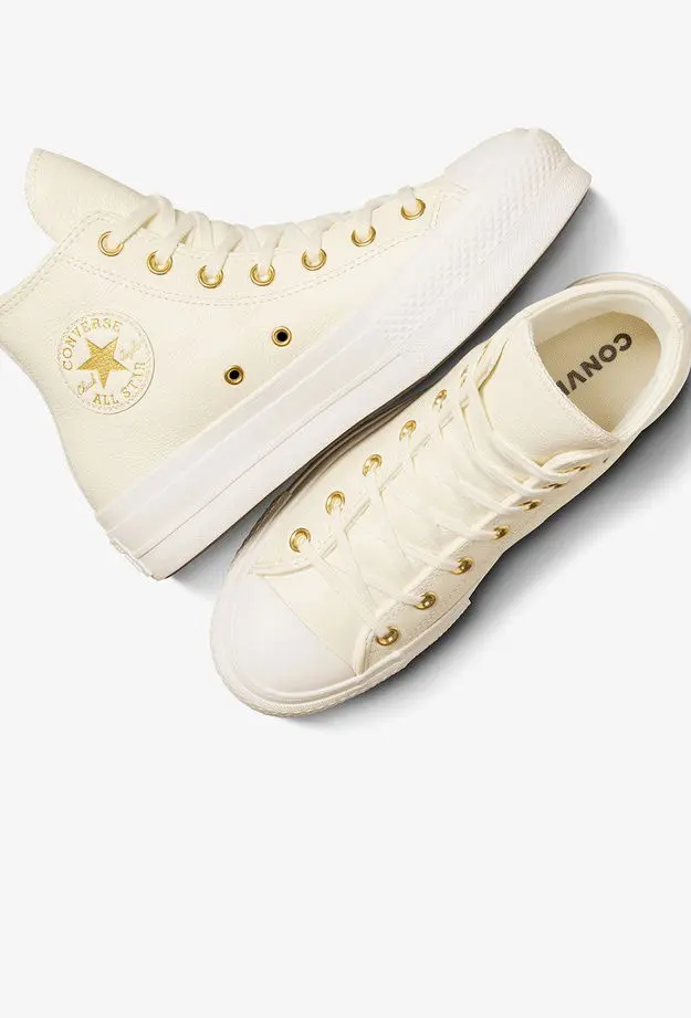 Converse Chuck Taylor All Star Lift Kadın Krem Deri Platform Sneaker