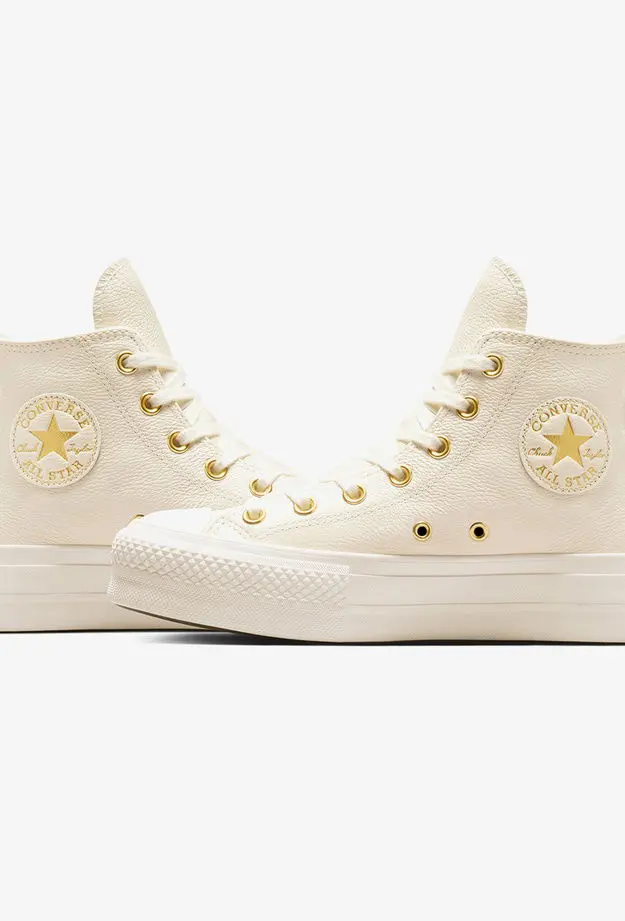 Converse Chuck Taylor All Star Lift Kadın Krem Deri Platform Sneaker