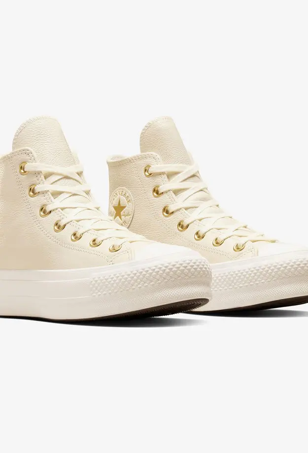 Converse Chuck Taylor All Star Lift Kadın Krem Deri Platform Sneaker
