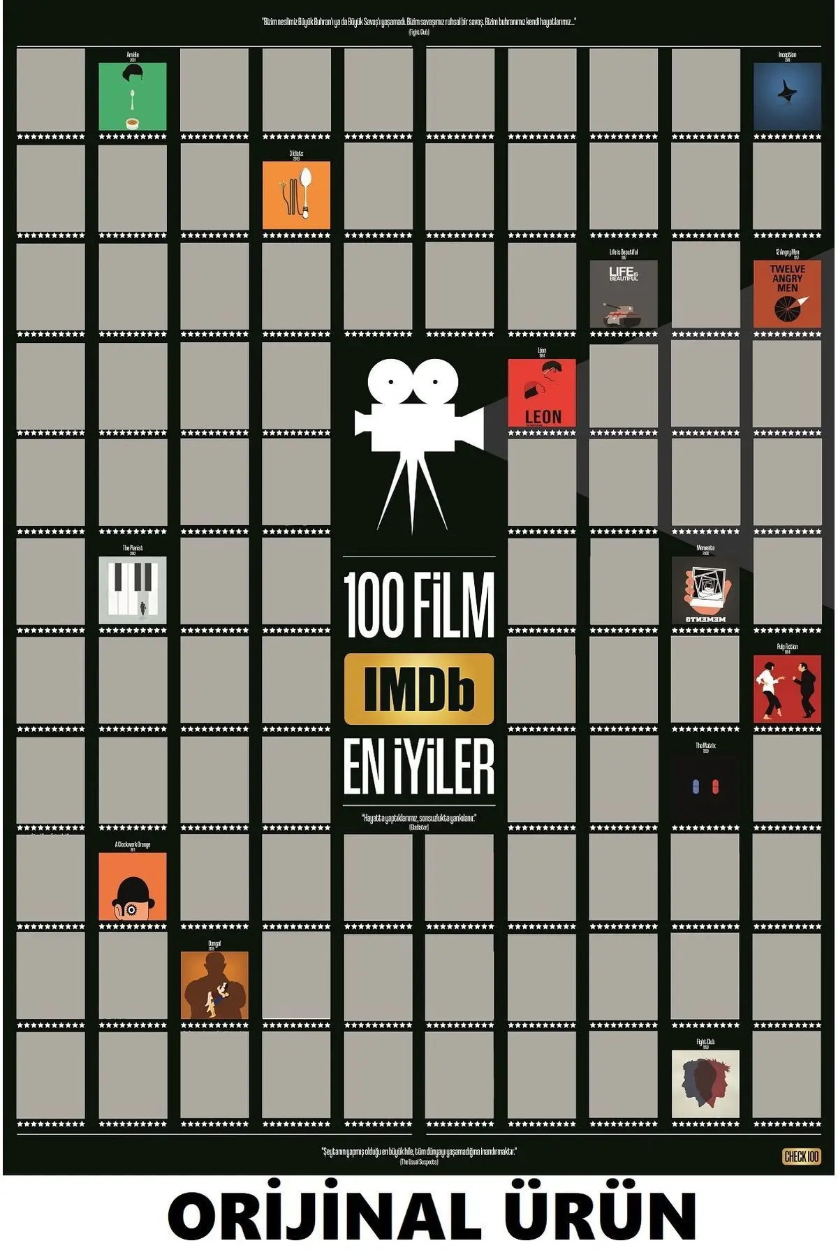 IMDb TOP 100 Kazıkazan Film Posteri, Kazınabilir Poster, En İyi 100 IMDb Filmi, Kolayca Kazınabilir