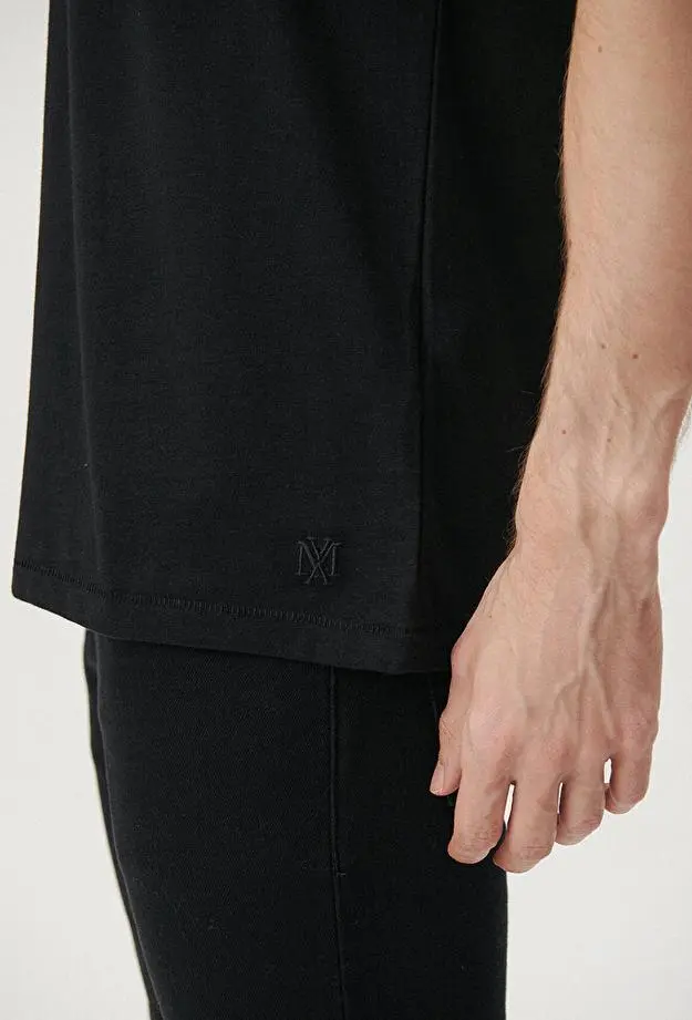 Mavi Siyah Basic Tişört Fitted / Vücuda Oturan Kesim 064019-20933