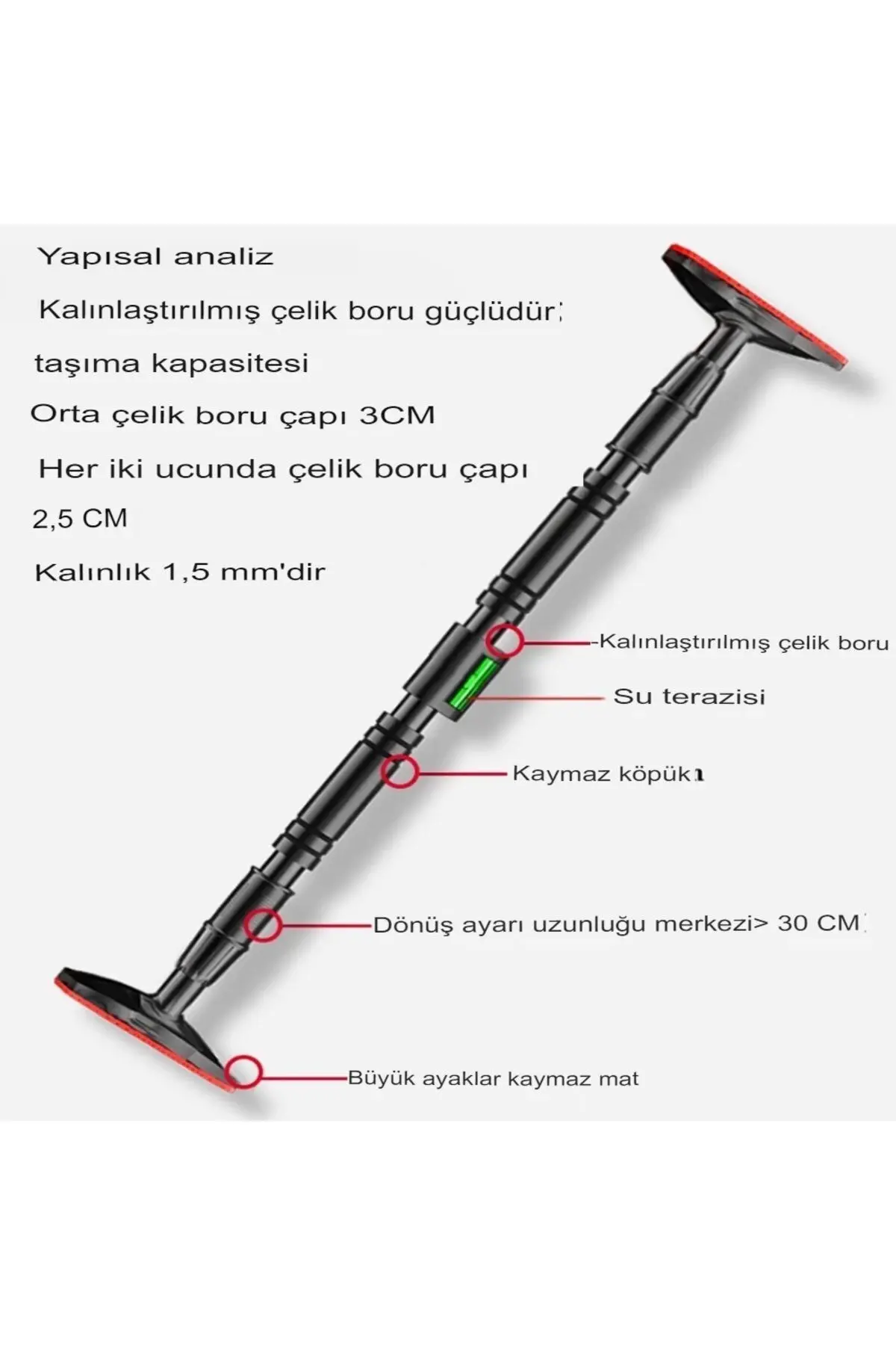 Yeni Nesil 92-120CM Koridor Kapı Barfiksi Barfix Aleti Çubuğu Çekme Barı Demiri Bar