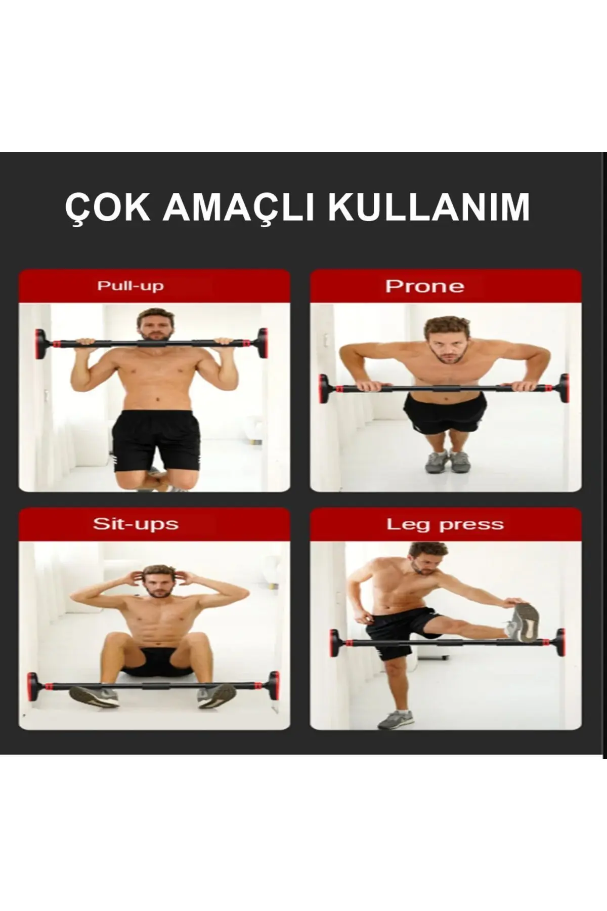 Yeni Nesil 92-120CM Koridor Kapı Barfiksi Barfix Aleti Çubuğu Çekme Barı Demiri Bar