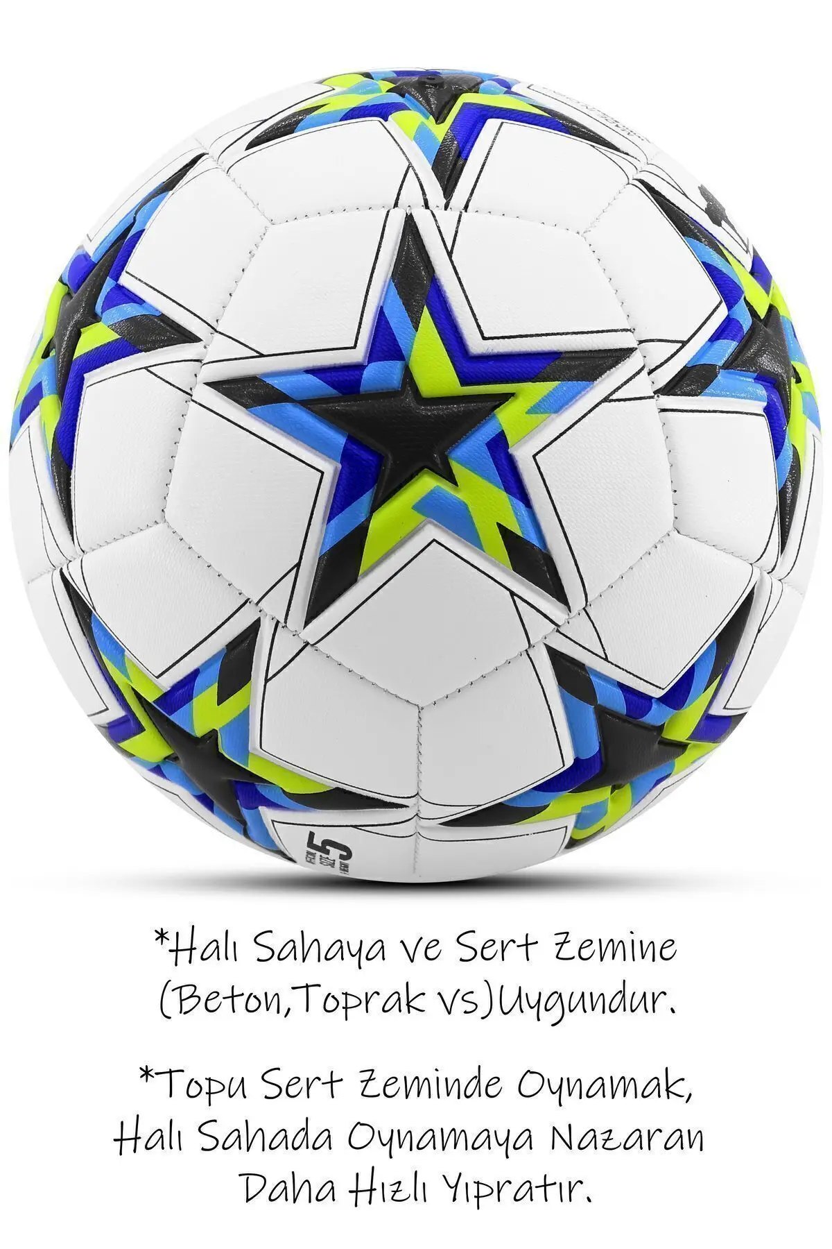Orijinal Futbol Topu Şampiyonlar Ligi Pompalı Sert Zemin Halı Saha Futbol Topu No:5 Siyah 034