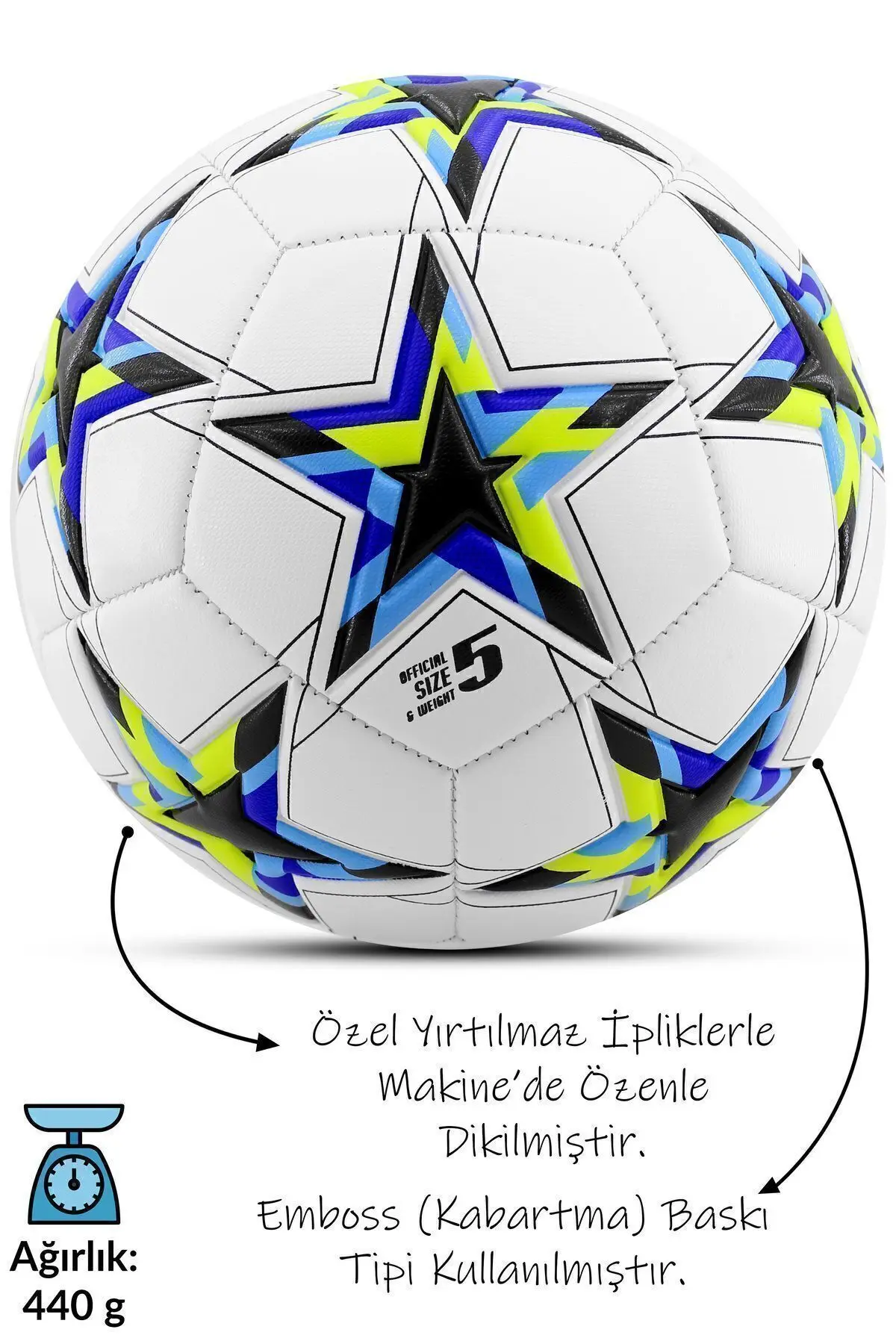 Orijinal Futbol Topu Şampiyonlar Ligi Pompalı Sert Zemin Halı Saha Futbol Topu No:5 Siyah 034