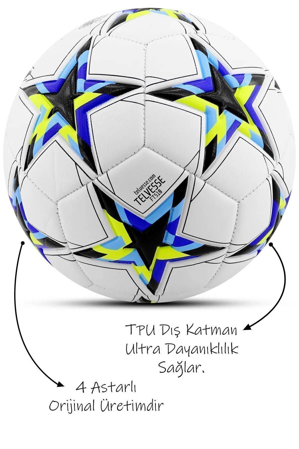 Orijinal Futbol Topu Şampiyonlar Ligi Pompalı Sert Zemin Halı Saha Futbol Topu No:5 Siyah 034