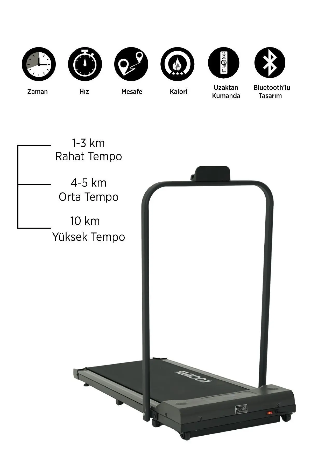 Bluetoothlu Koşu Bandı - Katlanabilir ve Müzik Çalar Yürüyüş Bandı