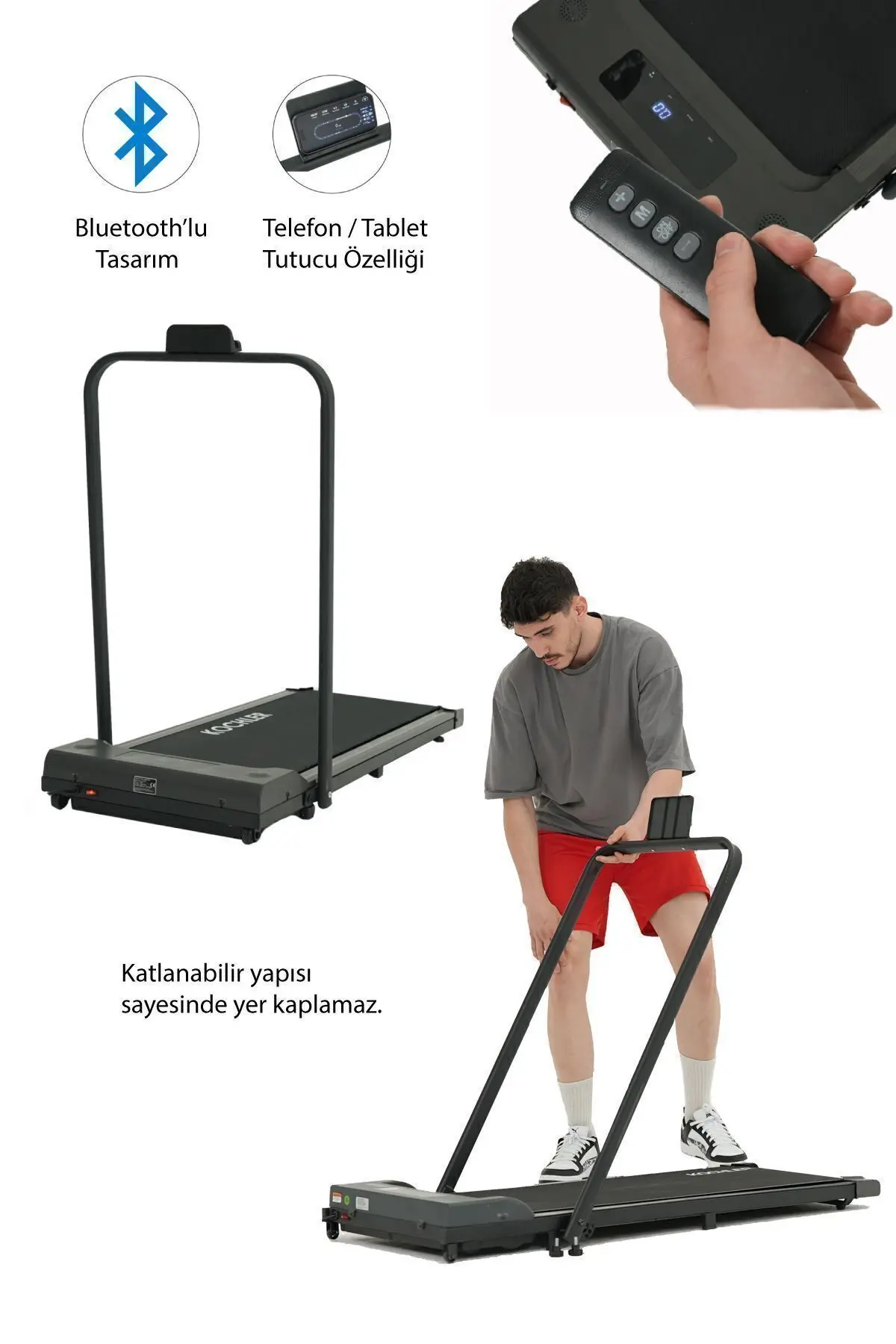 kochler Bluetoothlu Koşu Bandı - Katlanabilir ve Müzik Çalar Yürüyüş Bandı