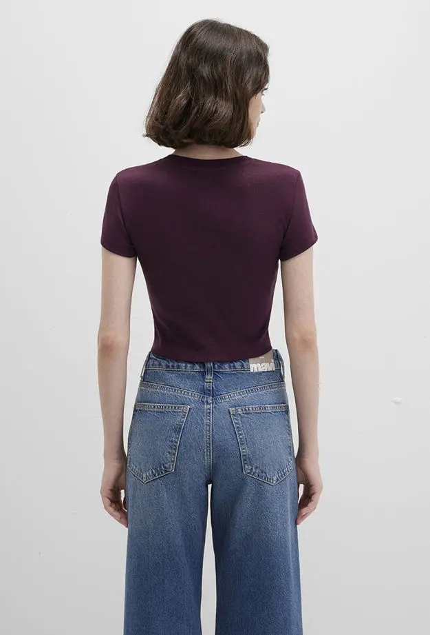 Mavi Bordo Basic Crop Tişört Crop / Kısa Kesim 1600814-70434