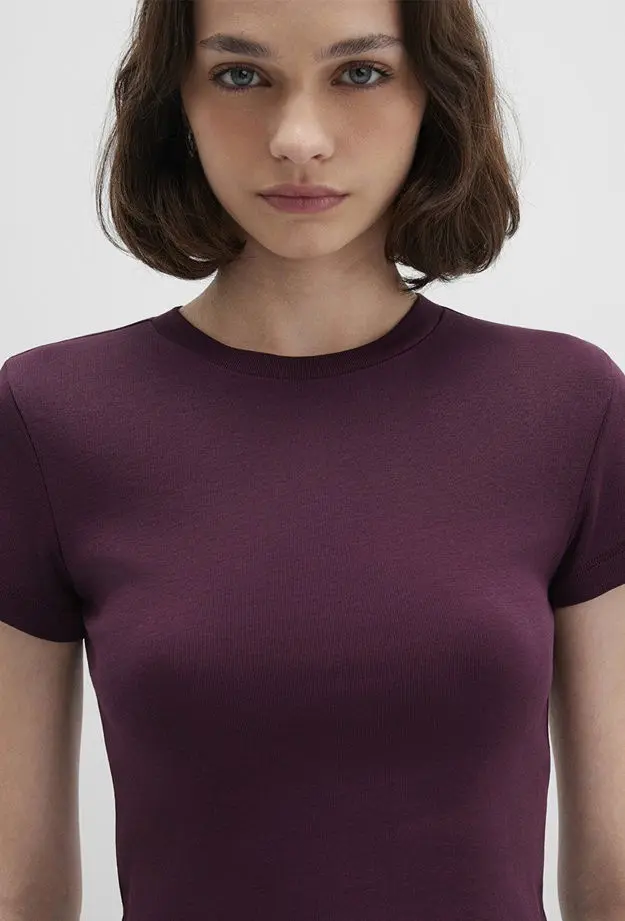 Mavi Bordo Basic Crop Tişört Crop / Kısa Kesim 1600814-70434