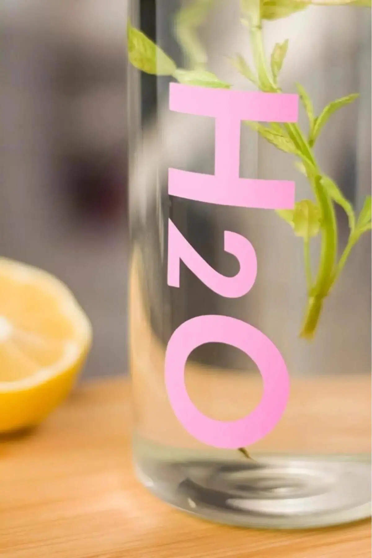 H2O Borosilikat Cam Matara 1L Vakum Kapaklı Su Şişesi Suluk 1000 Ml